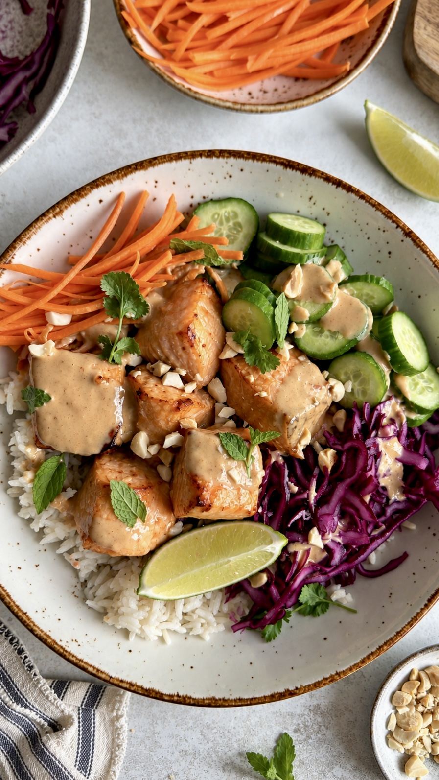15-Minute Salmon Peanut Crunch Bowl