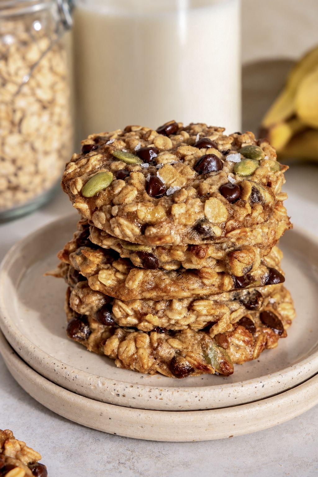 Banana, Peanut Butter and Seed Oat Cookies