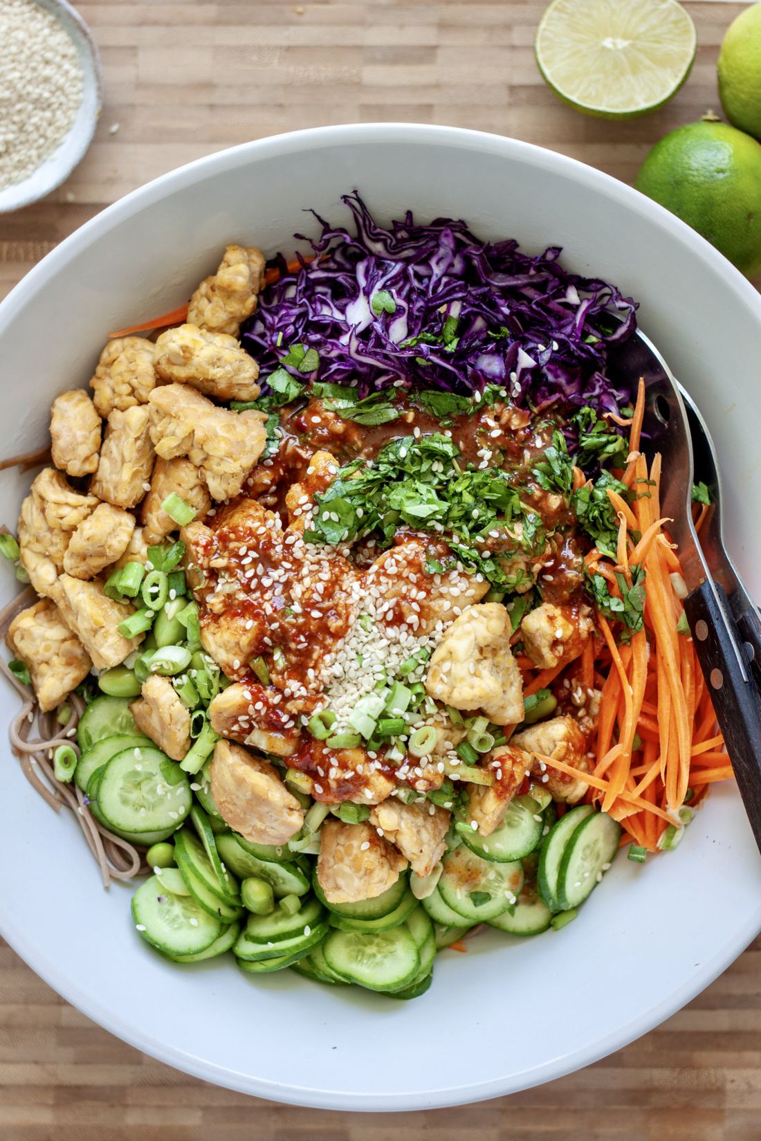 Crunchy Gochujang Soba Noodle Salad with Tempeh