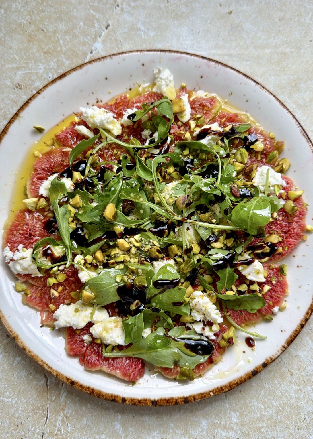Fig Carpaccio with Feta, Rocket & Pistachios