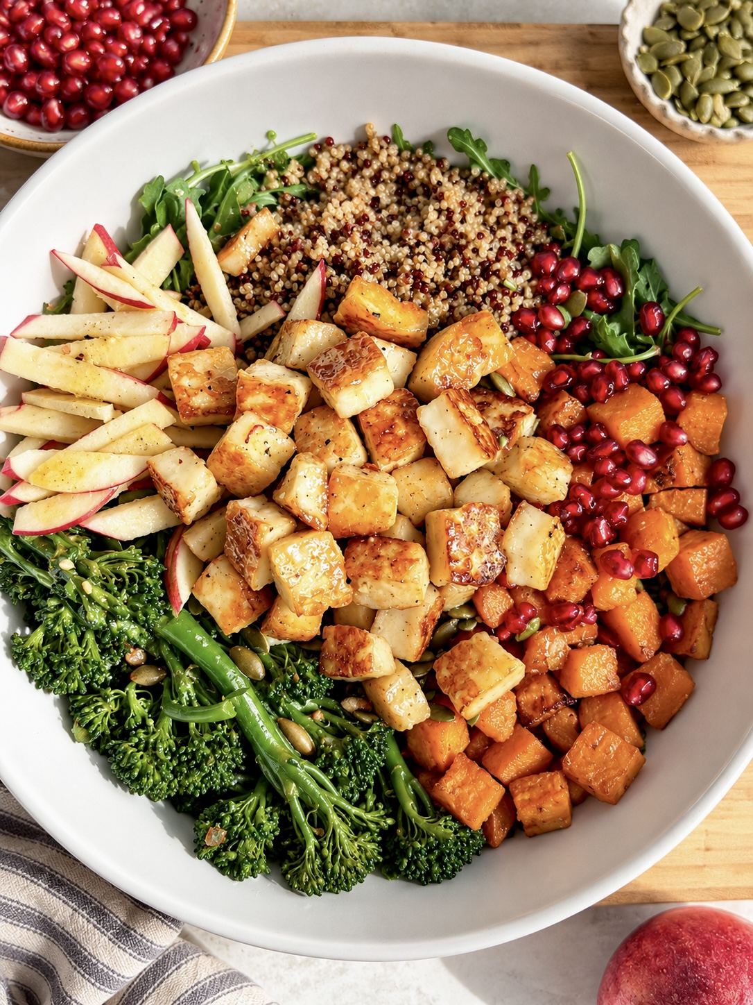 Warm Sweet Potato, Broccolini & Hot Honey Halloumi Salad